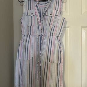 Time and Tru Striped Sleeveless Dress - Blue, Pink, White